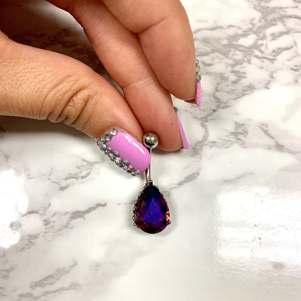 Prism blue belly ring